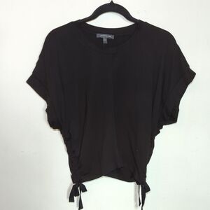 Grade & Gather Black Cinch-Hem Cropped T-Shirt Women's Size S